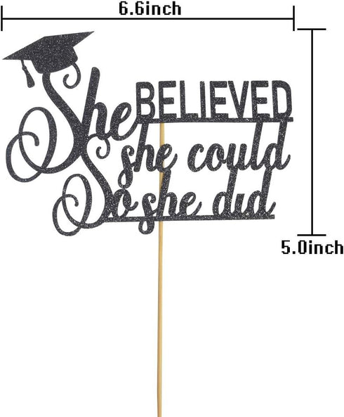 Graduation 2025 Cake Topper, She Did It Cake Sign, Congrats Grad Party Decorations in Black