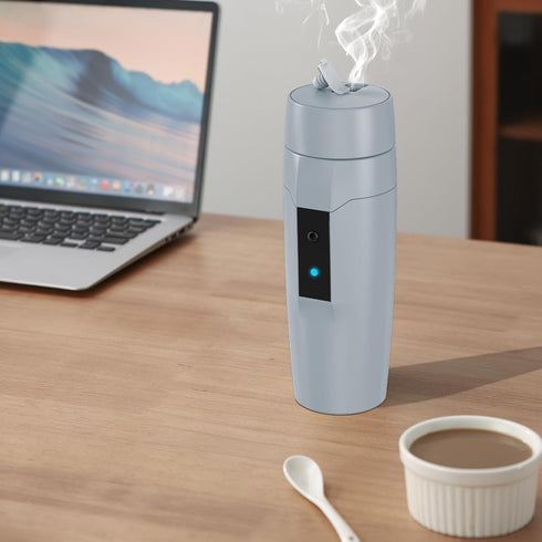 Small Electric Travel Kettle, 300W Fast Water Heater, Mini Tea Coffee Mug for Hotels/Offices/RVs, Elegant Gray