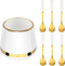 6PCS Mini Dessert Spoons Set, Small Stainless Steel Gold Tea Spoons with Ceramic Jar Holder