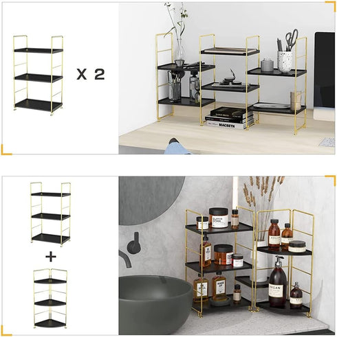 kaileyouxiangongsi 3-Tier Countertop Freestanding Organizer Shelf, Bathroom Organizer, Makeup Organizer -Corner Storage