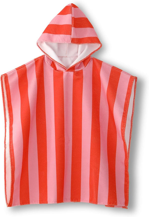 MONOBLANKS Striped Hooded Towels for Kids, 30" x 30" Soft Absorbent Beach Poncho