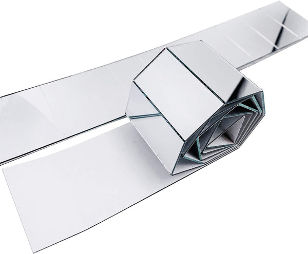 CHENRUI 1" x 2" Real Glass Adhesive Mirror Tile Row for Craft Projects