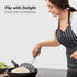 Kitchen Mama WALTZGRIP Platinum Silicone Pancake Turner: Heat-Resistant, Wide Slotted Head, Stainless Steel Core (Metal