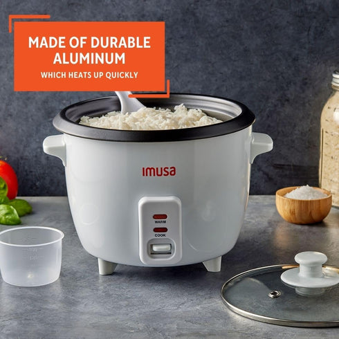 IMUSA USA GAU-00012 Electric Non-Stick Rice Cooker, 5-Cup (Uncooked) 10-Cup (Cooked), White