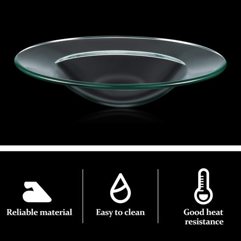 Patelai Replacement Oil Warmer Dish, Round Glass Dish Wax Melt Candle Warmer Bowl Plate Lid Tray for Aroma Therapy Lamp