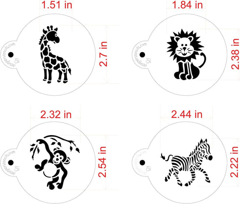 Designer Stencils Jungle Animals Cookie, Beige/Semi-Transparent, Fits 3" Circle