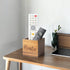 Remote Control Holder Caddy, Acacia Wood Organizer for Table, Vintage Farmhouse Desk Caddy (Brown)