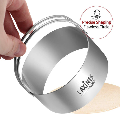 5 Pieces Biscuit Cutter Set, Round Cookies Cutters with Handle, 18/8 Stainless Steel Pastry and Dough Cutters