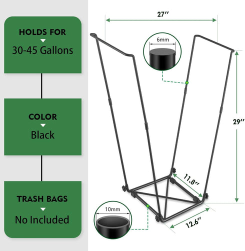 30-45 FEED GARDEN Trash Bag Holder, Outdoor Metal Leaf Bag Holder Stand, Garbage Bag Frame Holder for Gallon Bags
