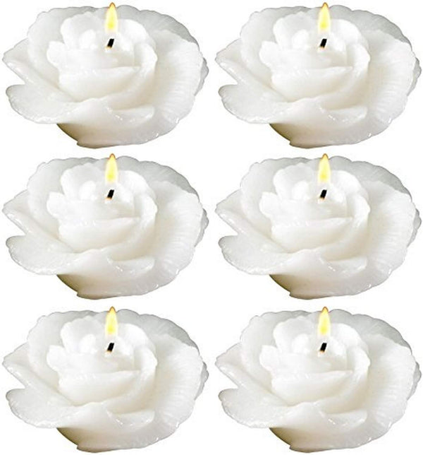 Biedermann & Sons Rose-shaped Floating Candles - Pack of 12 in White