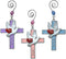 Faith Hope Love Cross Christmas Ornaments, Set of 3 Religious Crosses with Doves, Hearts, Inspirational Xmas Gift