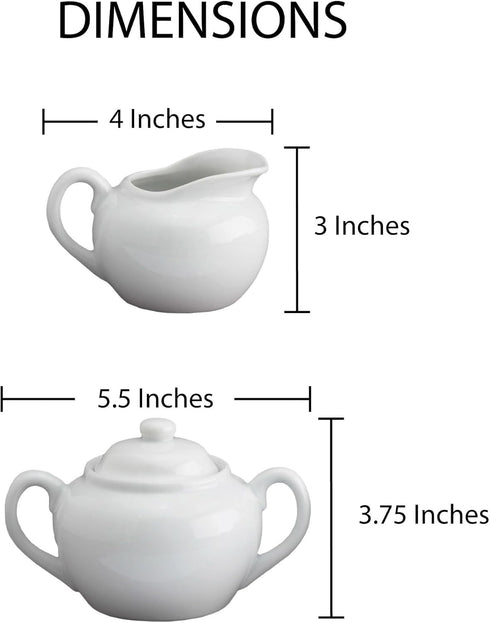 HIC Kitchen 2-Piece Sugar and Creamer Set, Fine Porcelain