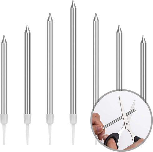 Luter Metallic Long Birthday Candles with Silver Stand - Cake Candles for Wedding Birthday Party Decoration (24 Pieces)