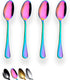 Berglander Rainbow Teaspoons Set of 4, 6.5" Stainless Steel Titanium Plating, Colorful Easy To Clean Silverware