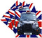 3dRose London Black Taxi Cab on British Flag, Ceramic Tile Coasters, Set of 4