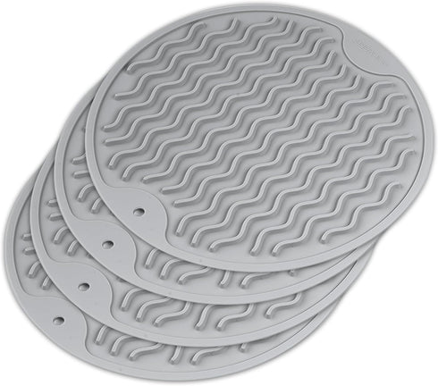 Trivets for Hot Pots and Pans - 4 Pack Silicone Trivet Mats 7.8 inch for Quartz Countertops and Heat Resistance Gray