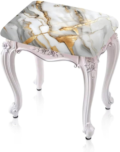 Marble Print Bar Stool Covers Rectangle Set of 2 Stretch Barstool Seat