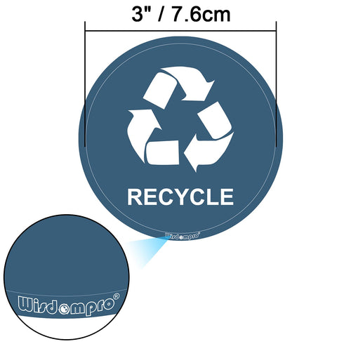 Wisdompro Recycle Sticker for Trash Can, 8 Pack of 3 Inch Round Self Adhesive Stickers for Indoor & Outdoor Use