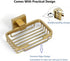 SEIDO 304 4.8" 3.2" Gold Soap Dish for Shower, Stainless Steel Double-Locking Soap Holder, Wall Mount Soap Bar Holder