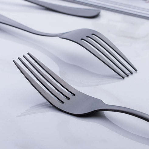 Matte Black Dinner Fork Set, GoGeiLi Stainless Steel Flatware, 8.0-inch, Service for 6, Dishwasher Safe