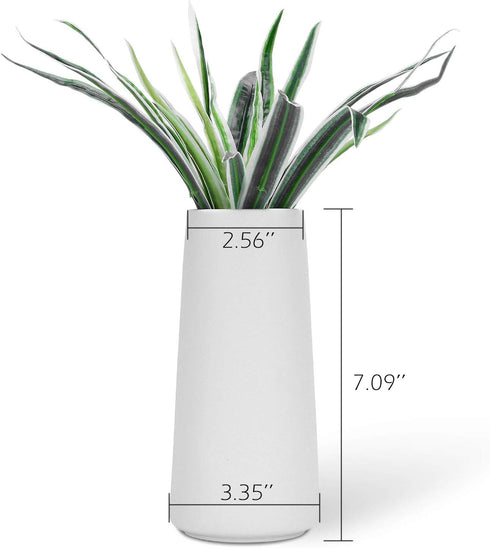 VanEnjoy 7" High Minimalist White Ceramic Vases - Home Office Decoration, Frosting Finish