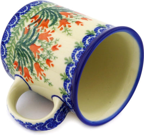 Polish Pottery Mug - Straight Sided, Crimson Bells