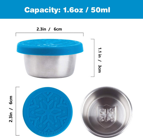 LALASTAR Stainless Steel Condiment Containers with Lids, Leakproof Reusable Lunch Bento Box Sauce Container (4x1.6oz,
