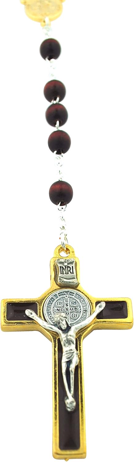 Vaticano Arts Brown St. Benedict Oval Wood Rosary, Rosaries