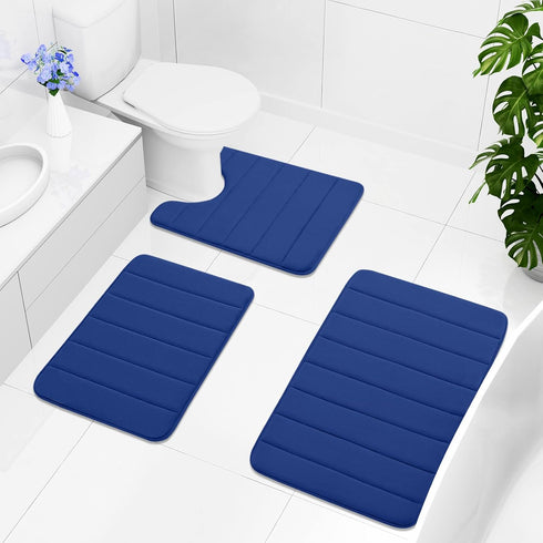 Buganda Memory Foam U-Shaped Contour Toilet Rugs, Non-Slip Absorbent Toilet Mat, Thick Soft Washable Bathroom Rugs (24"
