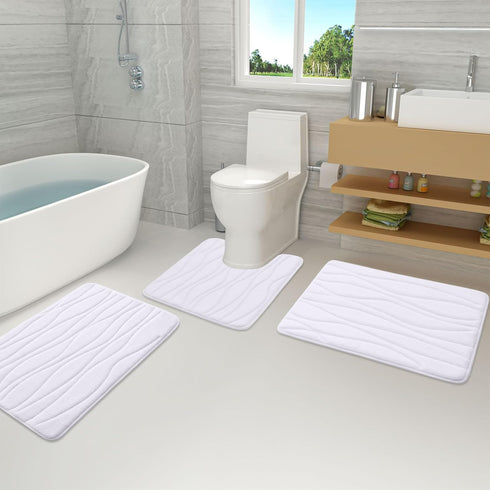 Buganda Memory Foam Bathroom Rug Mat 30x20, Extra Soft Absorbent Non-Slip Machine Washable Bath Rugs for Floor, White