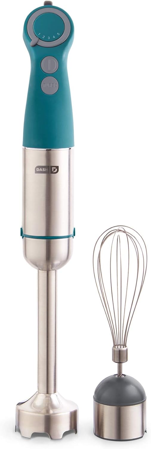 Dash Chef Series Immersion Hand Blender, 5 Speed Stick Blender with Stainless Steel Blades, Teal