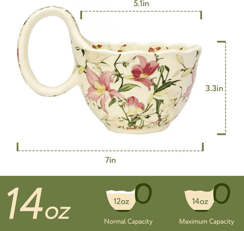 Date Night Challenge 8) Handmade Ceramic Soup Bowls with Handles - Microwave & Dishwasher Safe, Easy-Grip Design