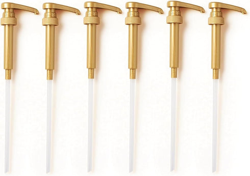 6 Pack Coffee Syrup Pump Dispenser (Gold) - Compatible with Torani, Davinci, and Skinny Syrup Bottles