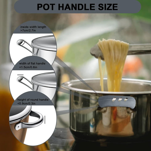 6Pcs Silicone Assist Handle Holder Grip, Heat Resistant Cast Iron Skillet Handle Covers (Green, Grey, Red)