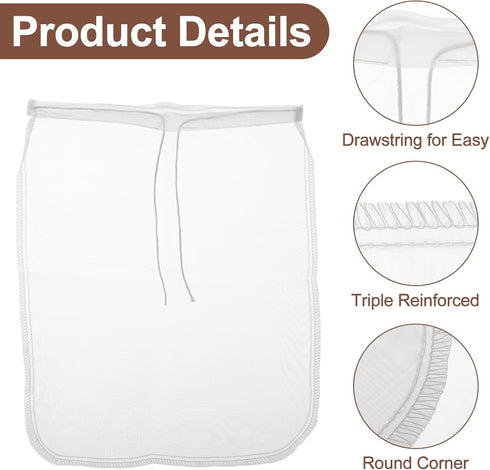 COMNICO 3 Pack 3 Nut Milk Bag, reusable Nylon Cheesecloth Fine Mesh Cheese Bags Food Strainer for Almond Soy Yogurt