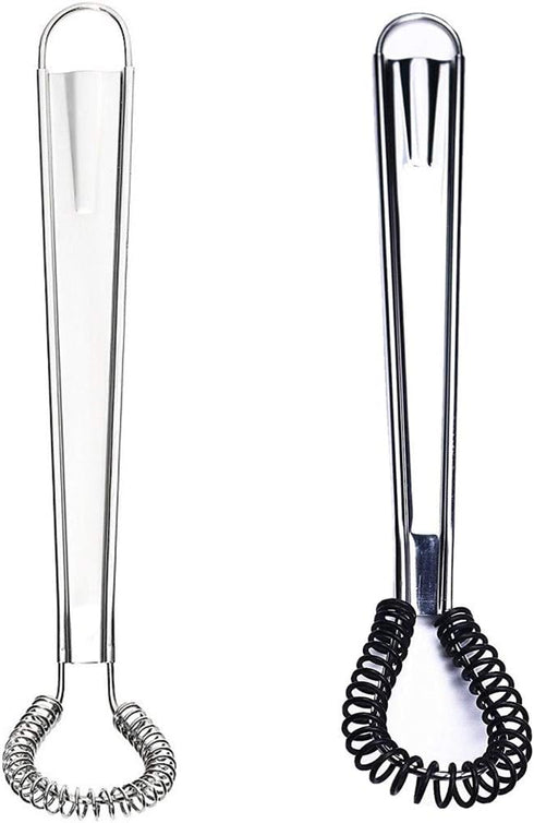Stainless Steel Mini Spring Egg Beater - Silicone Whisk, Hand Held Sauce Stirrer, 2Pack-Silicone+Steel Coil