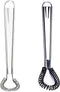 Stainless Steel Mini Spring Egg Beater - Silicone Whisk, Hand Held Sauce Stirrer, 2Pack-Silicone+Steel Coil