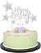 Allazone 1 PCS 'HAPPY BIRTHDAY' Cake Topper & 7 PCS Pentacle Stars Cake Toppers Decoration, Silver