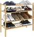 WKWKER 4-Tiers Bamboo Shoe Rack Stackable Free Standing Shoe Racks Portable Shoe Storage