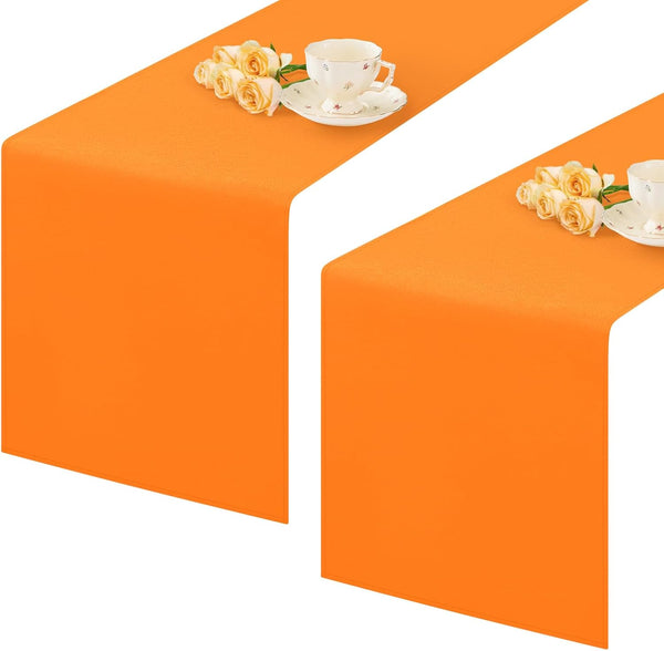 2 Pack Orange Small Short Table Runner 12 x 48 Inch Solid
