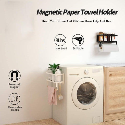 Magnetic Paper Towel Holder for Refrigerator, Magnetic Spice Rack,Magnetic Shelf for Stove,Wall Mount Towel Rack