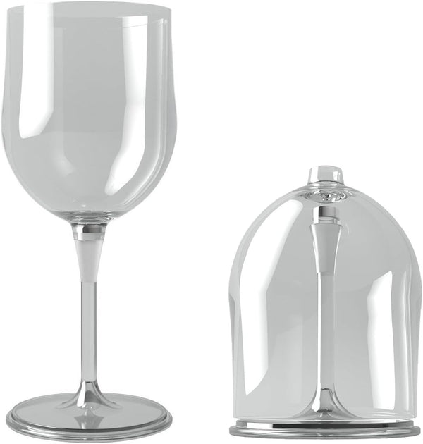 Portable Collapsible Plastic Wine Glass, BPA Free, with Safety Carrier, 1pcs, Transparent