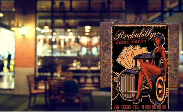 AOYEGO Pin Up Tin Sign, Vintage Metal Tin Signs for Cafes Bars Pubs, Poker Night Party Decor, 8x12 Inch