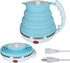 Travel Electric Kettle, Small Portable Collapsible Kettle, Food Grade Silicone, Auto Shut Off, 110V 555ml (Blue)