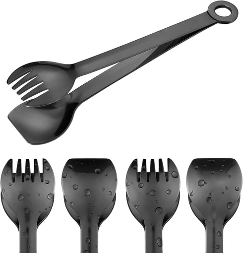 MSY BIGSUNNY Small Serving Tongs, 6 Inches Premium Stainless Steel Appetizer Tongs, Set of 4 (Black)