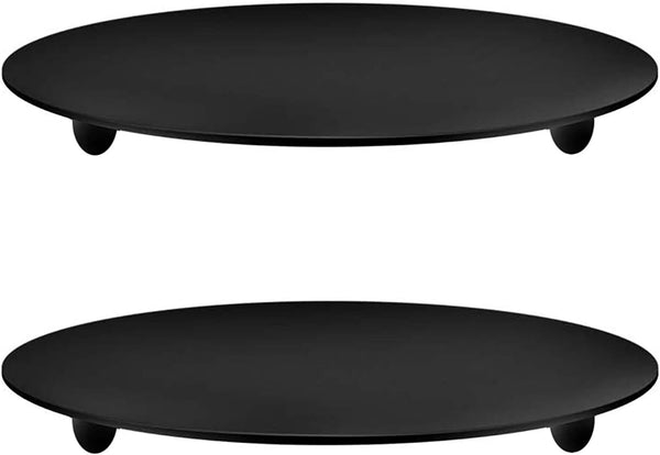2 Pcs Black 4.3 Inch Iron Candle Holder for Taper Candles, Wedding, Dining, Party Decoration (11cm Black)