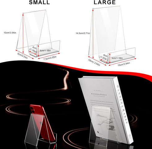 6 Pack Display Stand with Ledge, Acrylic Book Display Stand for Pictures, Books, Albums, Artworks