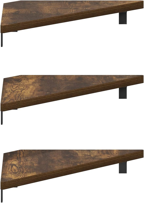 Set 3 Furinno Rossi Triangle Floating Shelves for Wall, of Geometric Corner Shelf, Wall Mounted Shelves for Bathroom