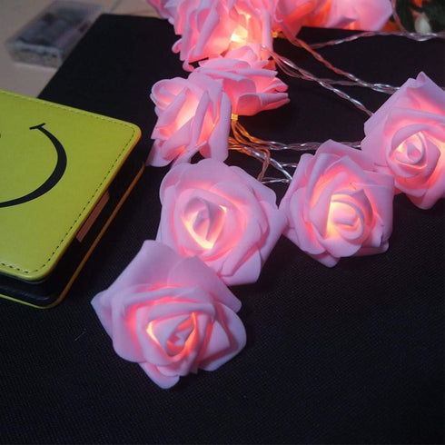 6cm (6.6ft 20LED, Fantasee LED Pink Rose Flower String Lights Battery Operated for Wedding Home Party Birthday Festival