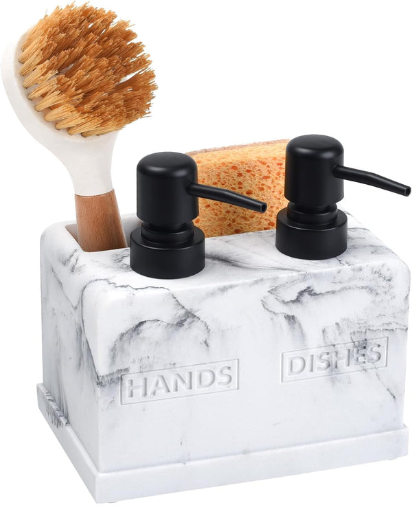 Kitchen Soap Dispenser Set,with Liquid Hand and Dish Soap,Sponge Holder and Brush